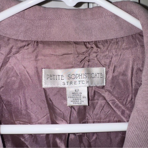 Petite Sophisticate corduroy lilac purple vintage single button blazer 12P - Picture 2 of 13